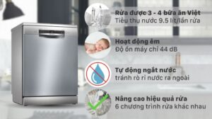 Máy rửa bát Bosch SMS4HCI48E với công nghệ sấy tăng cường hiện đại