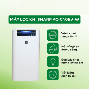 Máy lọc không khí và tạo ẩm Sharp KC-G40EV-W với nhiều tiện ích thông minh 