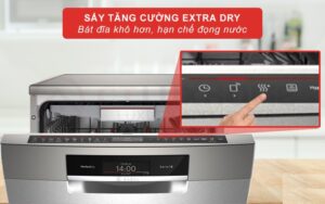 Máy rửa bát Bosch SMS8YCI03E với tính năng sấy tăng cường hỗ trợ quá trình sấy khô, hạn chế đọng nước