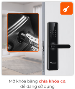 Mở khóa bằng chìa khóa cơ dễ dàng sử dụng