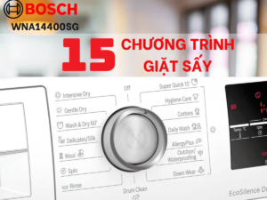 Bosch WNA14400SG đa dạng với 15 chương trình giặt