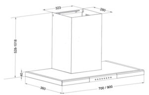 Kích thước máy hút mùi Eurosun EH-70/90AF76