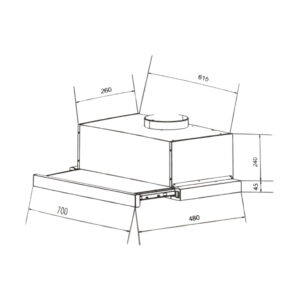Kích thước sản phẩm máy hút mùi âm tủ Eurosun EH-70AF86W